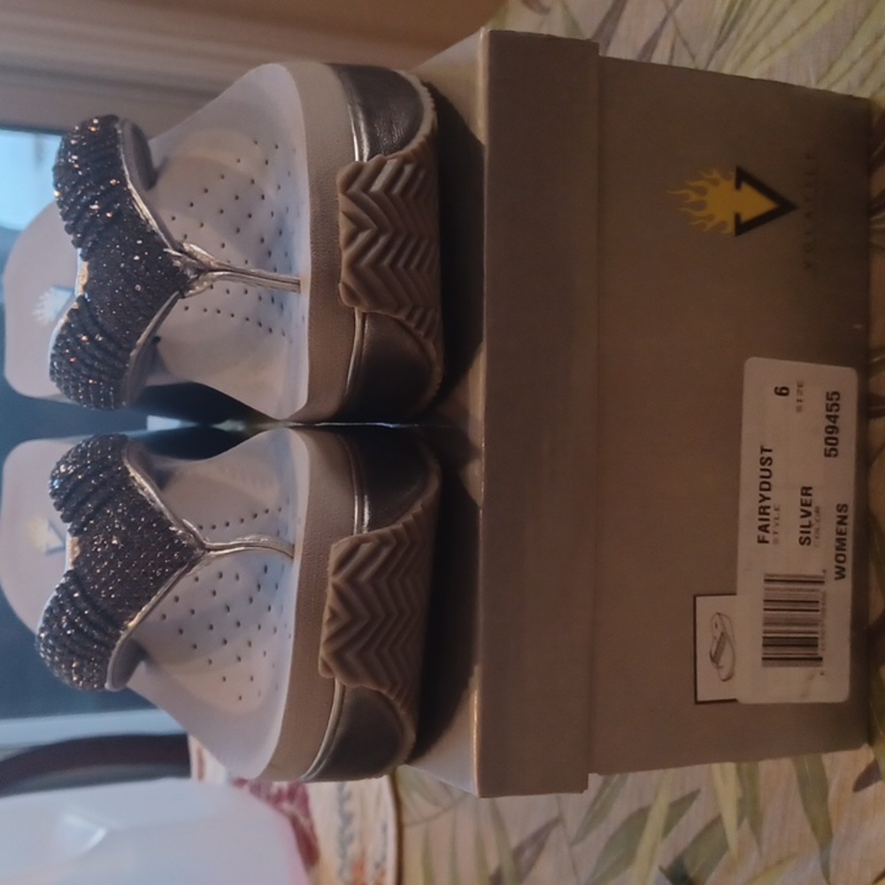 *Silver Rhinestone Wedge Sandal sz 6